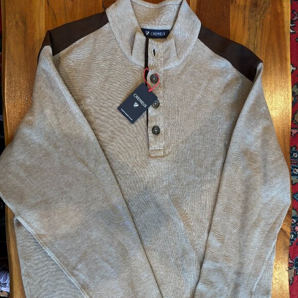 Cremieux Taupe Label French Rib Mockneck Pullover Size L, New with tags - Picture 1 of 14